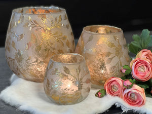 Mansion - Glass cup gold flowers L