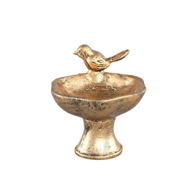 PTMD - Jinter Gold metal bowl with little bird round