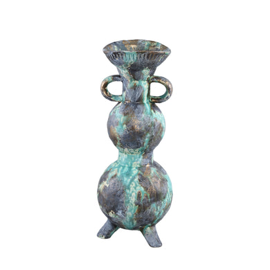 PTMD - Ayaz Turquoise glazed ceramic pot 2 ears bubble sh