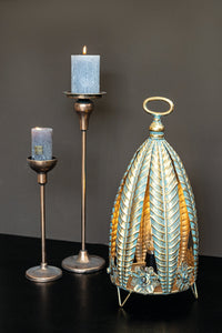 PTMD - Maxxim Gold antique iron LED lantern leafs round
