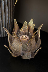 PTMD - Milia Gold iron candleholder flower shape round