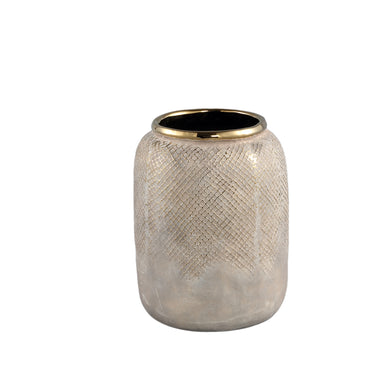 PTMD - Astleigh Gold ceramic pot ribbed round high S