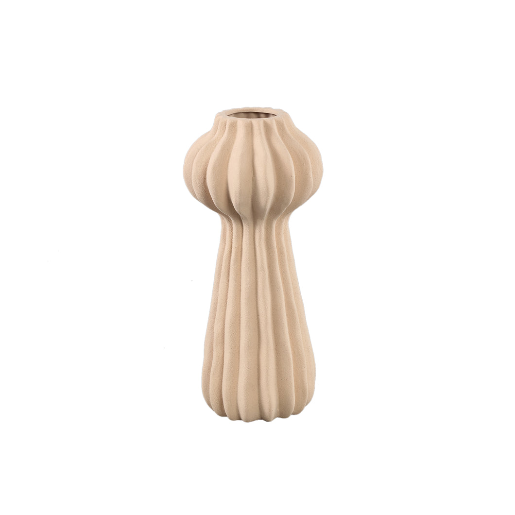 PTMD - Tiggy Cream porselain round ribbed pot with bulb