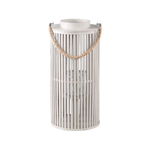 PTMD - Zafria Cream round bamboo lantern with glass S