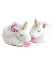 Afbeelding in Gallery-weergave laden, Doudou Geboortegeschenkdoos Eenhoorn babyslofjes met rammelaar - 0/6 maanden