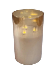 Mansion - LED glass gold 3 flame with white wax 15*25