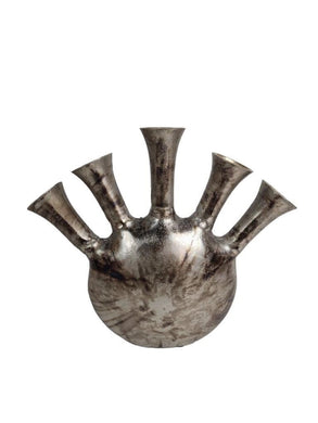 Mansion - Spout Vase round Silver Antique 40*12*35cm