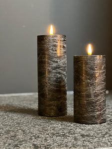 Mansion - Led Pillar Candle Black Rustic 7.5*20cm