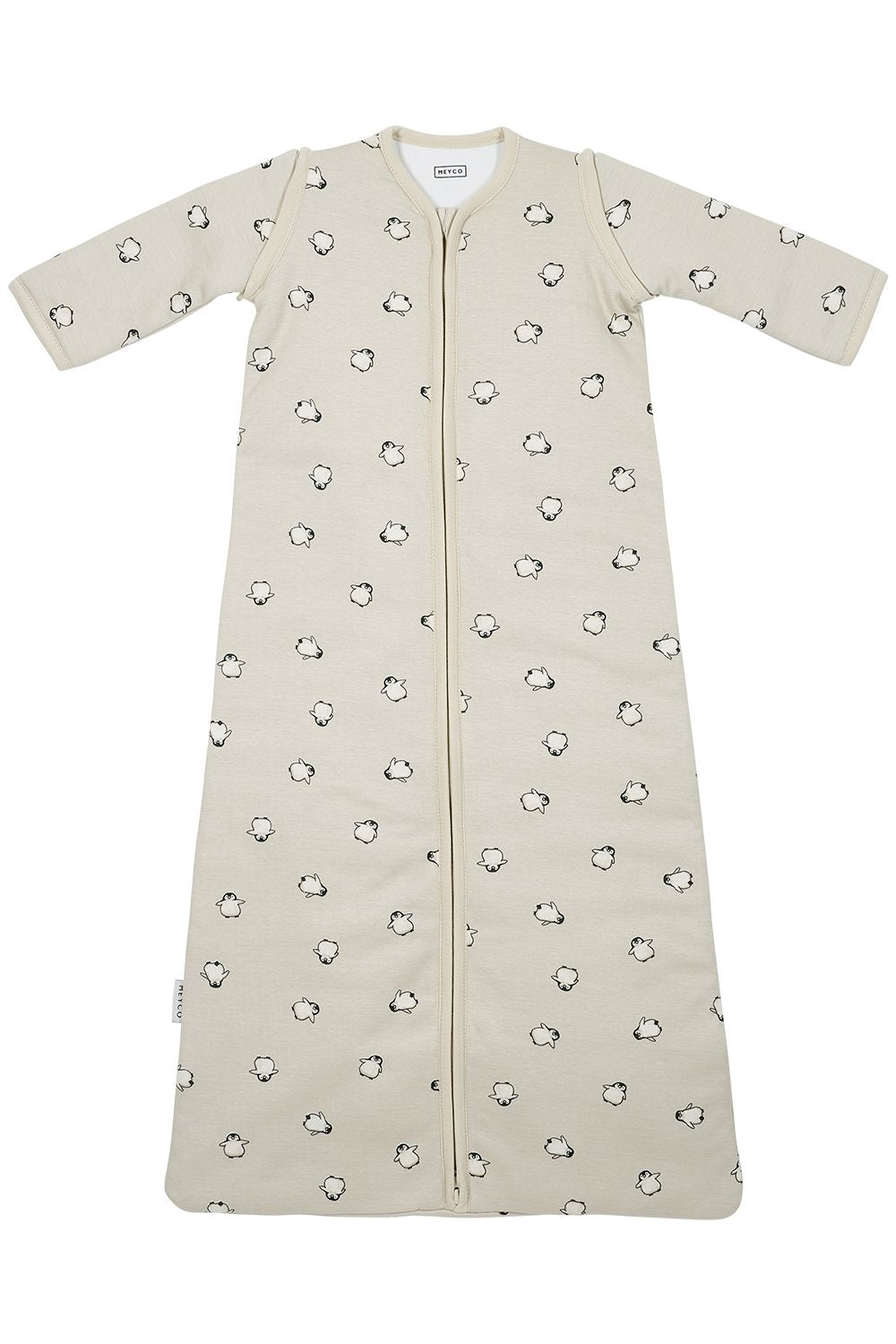 Meyco Baby slaapzak met afritsbare mouwen Penguin - soft sand