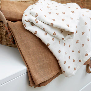 Meyco Hydrofiele doeken Forest Animals Toffee 120x120cm - 2-Pack