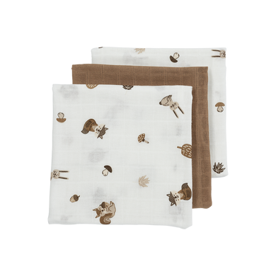 Meyco Hydrofiele doeken Forest Animals Toffee 20x17cm - 3-Pack