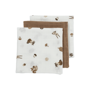 Meyco Hydrofiele doeken Forest Animals Toffee 20x17cm - 3-Pack