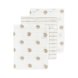 Meyco Hydrofiele doeken Dot Stripe Sand 20x17cm - 3-Pack