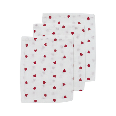 Meyco Hydrofiele doeken Sweet Heart White/Red 20x17cm - 3-Pack (kopie)