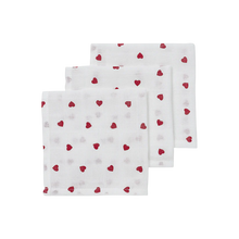 Afbeelding in Gallery-weergave laden, Meyco Hydrofiele doeken Sweet Heart White/Red 30x30cm - 3-Pack