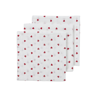 Meyco Hydrofiele doeken Sweet Heart White/Red 70x70cm - 3-pack