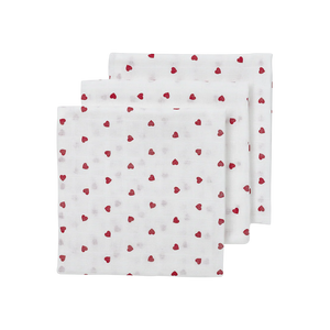 Meyco Hydrofiele doeken Sweet Heart White/Red 70x70cm - 3-pack