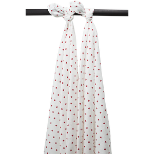 Meyco Hydrofiele doeken Sweet Heart White/Red 120x120cm - 2-Pack