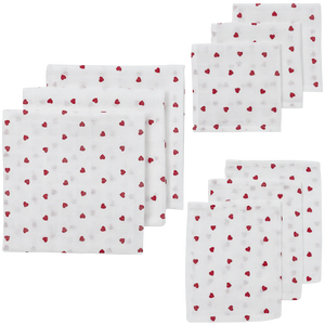 Meyco Hydrofiele doeken Sweet Heart White/Red Starterset - 9-Pack