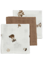 Afbeelding in Gallery-weergave laden, Meyco MONDDOEKJES 3-PACK HYDROFIEL FOREST ANIMALS - TOFFEE - 30X30CM