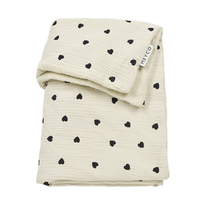 Meyco Deken borduur pre-washed hydrofiel met badstof Sweet Heart Soft sand 75x100cm