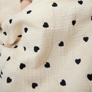 Meyco Deken borduur pre-washed hydrofiel met badstof Sweet Heart Soft sand 75x100cm