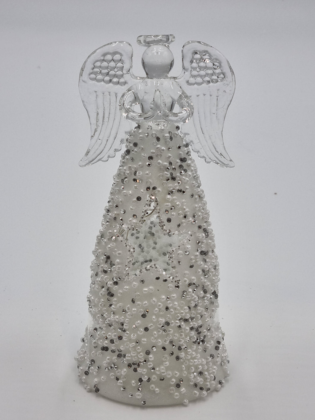 Mansion - Sugared Star Pattern Glass Led Angel 7*16