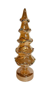 Mansion - LED glass amber tree with beads S 12x31cm