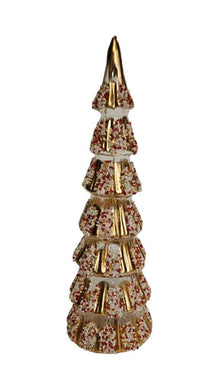 Mansion - LED glass clear tree with gold  with beads   L  10.5x31cm