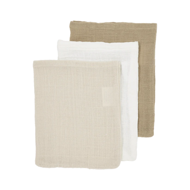 Meyco Hydrofiele doeken pre-washed Offwhite/Soft Sand/Taupe 20x17cm - 3 -Pack