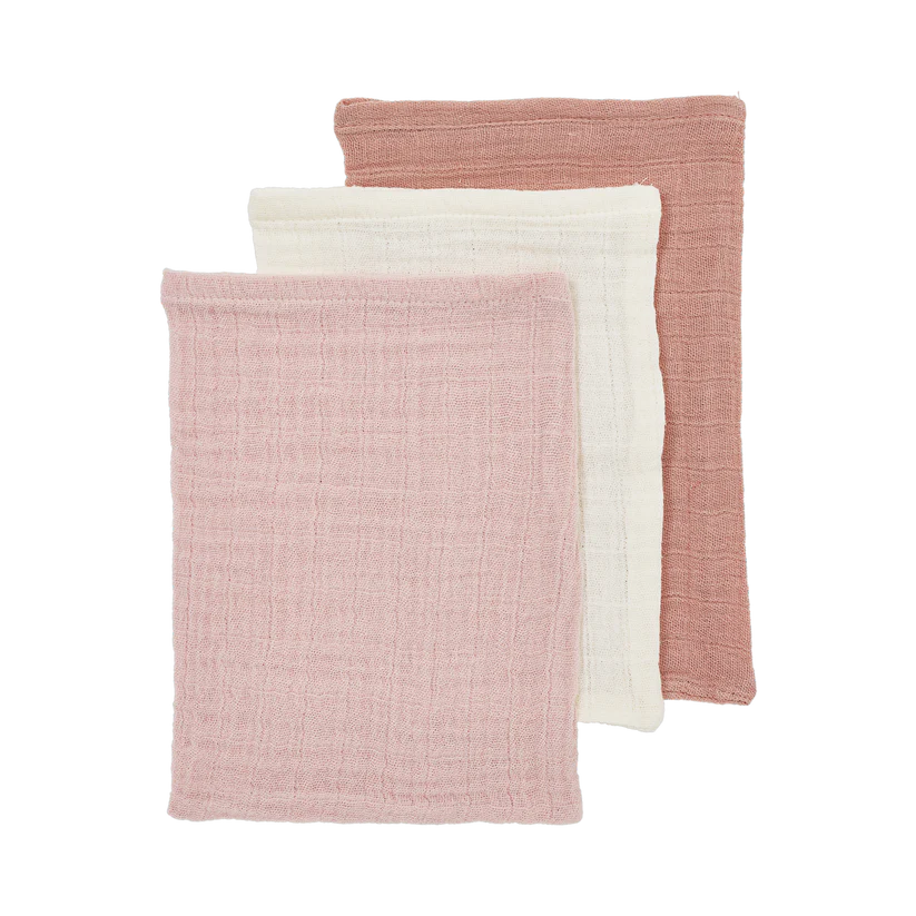 Meyco Hydrofiele doeken pre-washed Soft Rose/Rose/Natural 20x17cm - 3-Pack