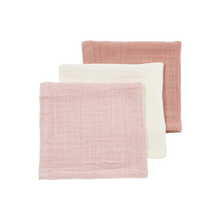 Afbeelding in Gallery-weergave laden, Meyco Hydrofiele doeken pre-washed Soft Rose/Rose/Natural 30x30cm - 3-Pack