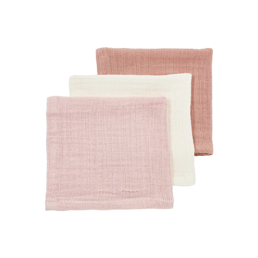 Meyco Hydrofiele doeken pre-washed Soft Rose/Rose/Natural 30x30cm - 3-Pack