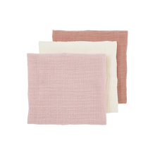 Afbeelding in Gallery-weergave laden, Meyco Hydrofiele doeken pre-washed Soft Rose/Rose/Natural 70x70cm - 3-pack
