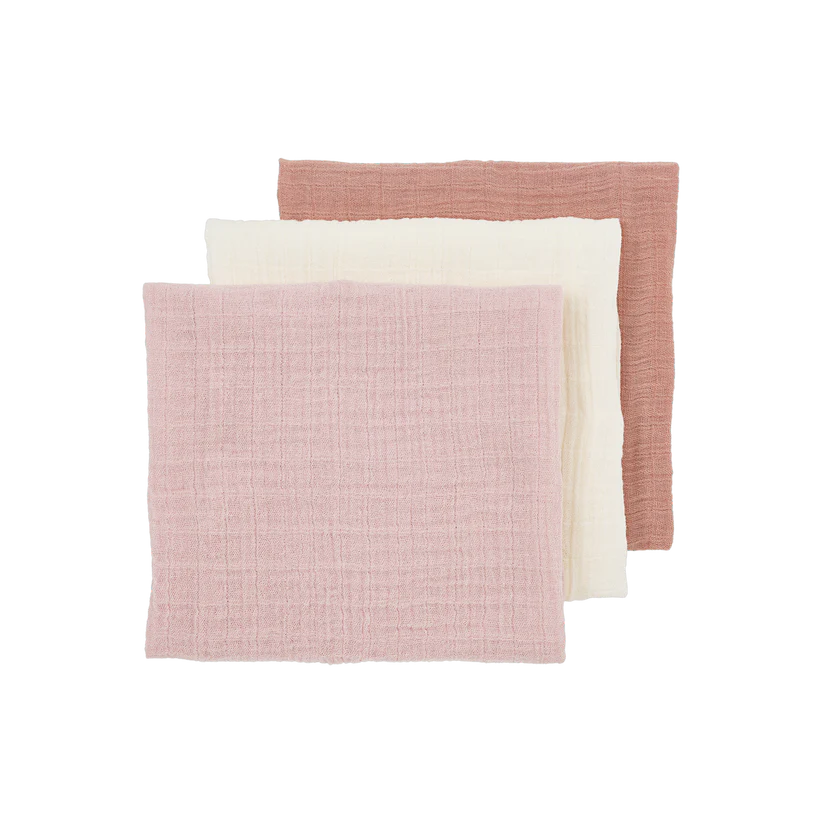 Meyco Hydrofiele doeken pre-washed Soft Rose/Rose/Natural 70x70cm - 3-pack