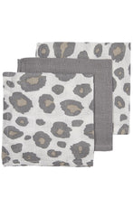 Afbeelding in Gallery-weergave laden, Meyco MONDDOEKJES 3-PACK HYDROFIEL PANTER - NEUTRAL/GREY - 30X30CM