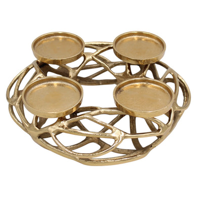 Mansion - Gold Plated Wreath Pillar Holder 30*30*10
