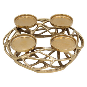 Mansion - Gold Plated Wreath Pillar Holder 30*30*10
