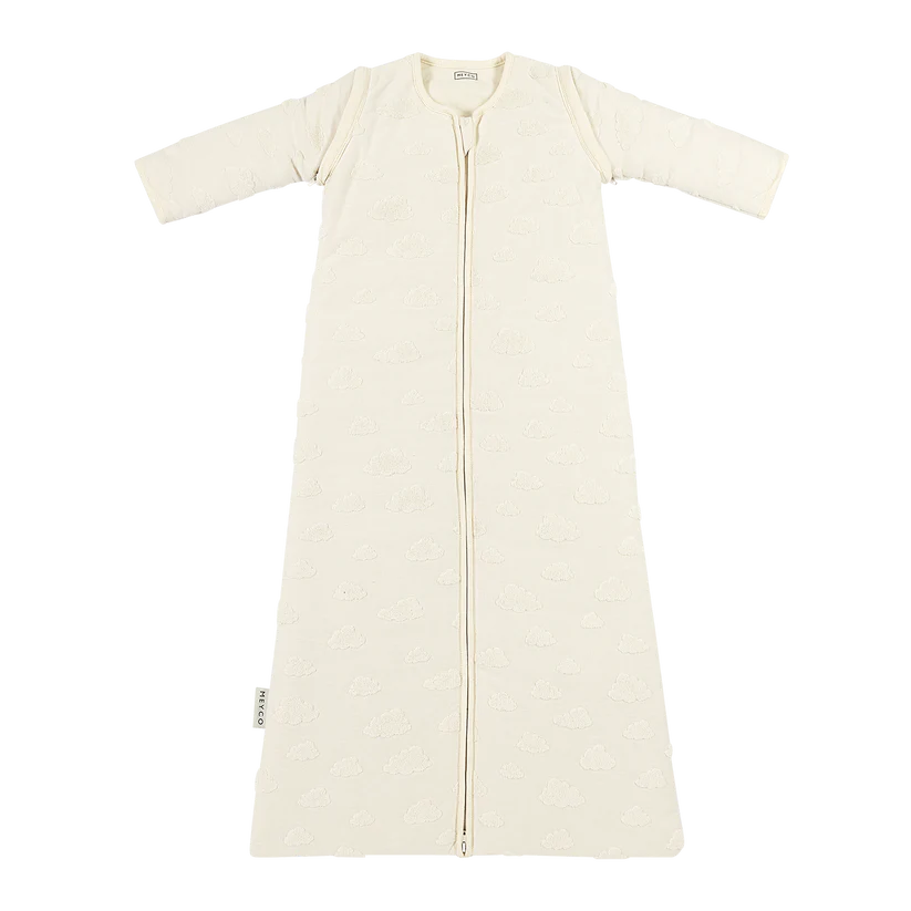 Meyco Baby Studio slaapzak gevoerd afritsbare mouw jacquard badstof Clouds natural