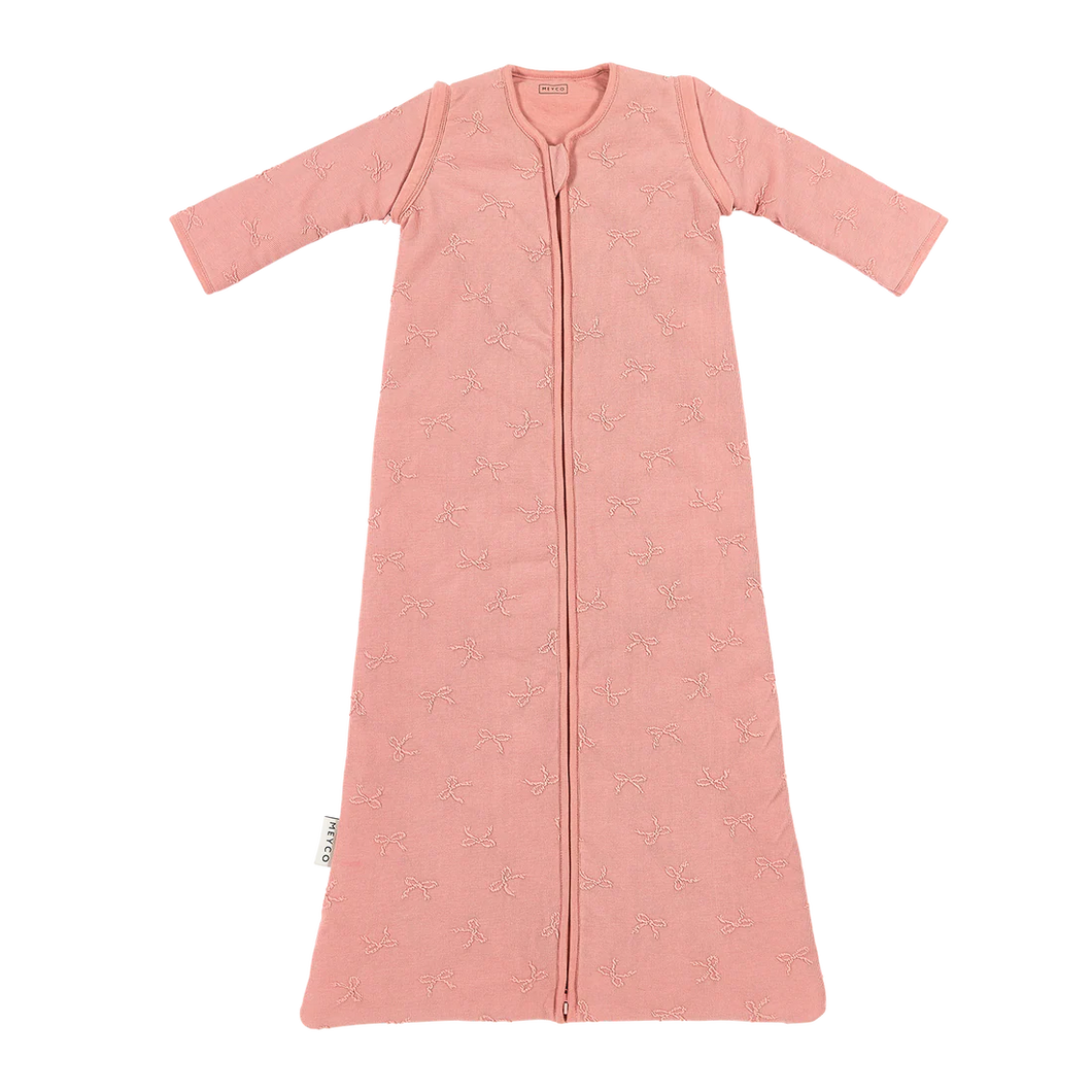 Meyco Baby Studio slaapzak gevoerd afritsbare mouw jacquard Bow Rose