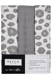 Meyco HYDROFIELE DOEKEN 3-PACK PANTER - NEUTRAL/GREY - 70X70CM