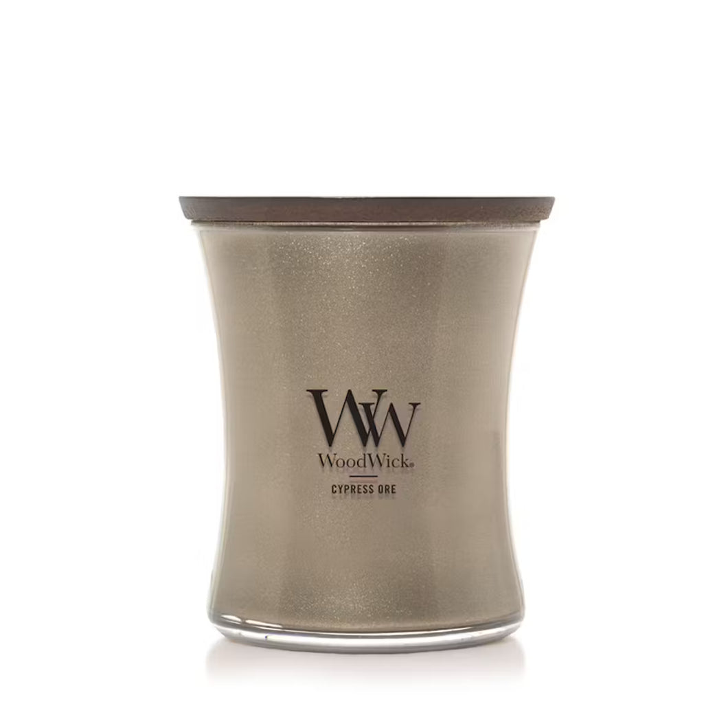 WoodWick Cypress Ore - Warm Nickel Metal Collection