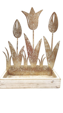 Mansion - Metal Ornament Daffodil in Tray 19*14*30.5cm