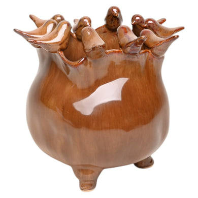 Mansion - Brown ceramic Bird pot  Fedde 22.2*21*19.6cm