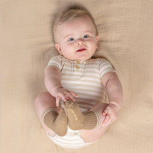 Little Dutch Romper korte mouw Stripe Sand/White