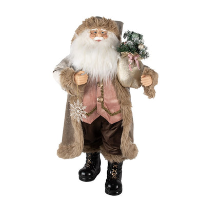 Beeld Kerstman 82 cm Beige Roze Kunststof Kerstfiguren