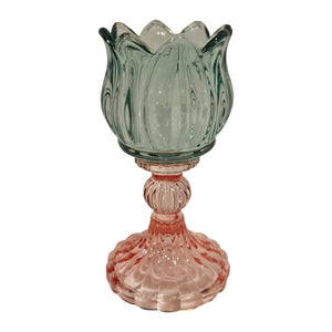 Mansion - Tulip Candle holder Blue-Pink 8*8*15cm