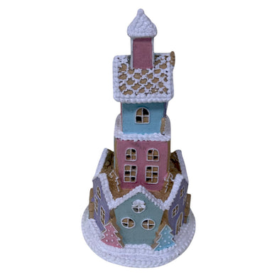 Mansion - Pastel colored house with led 18.5*34.5cm