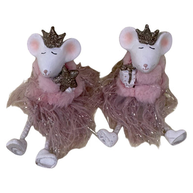 Mansion - 2asst Pink Mouse hanging legs 7*6.5*21cm