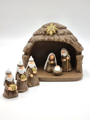 Mansion - 6Pcs Brown Nativity Set with Shed 18*13*19